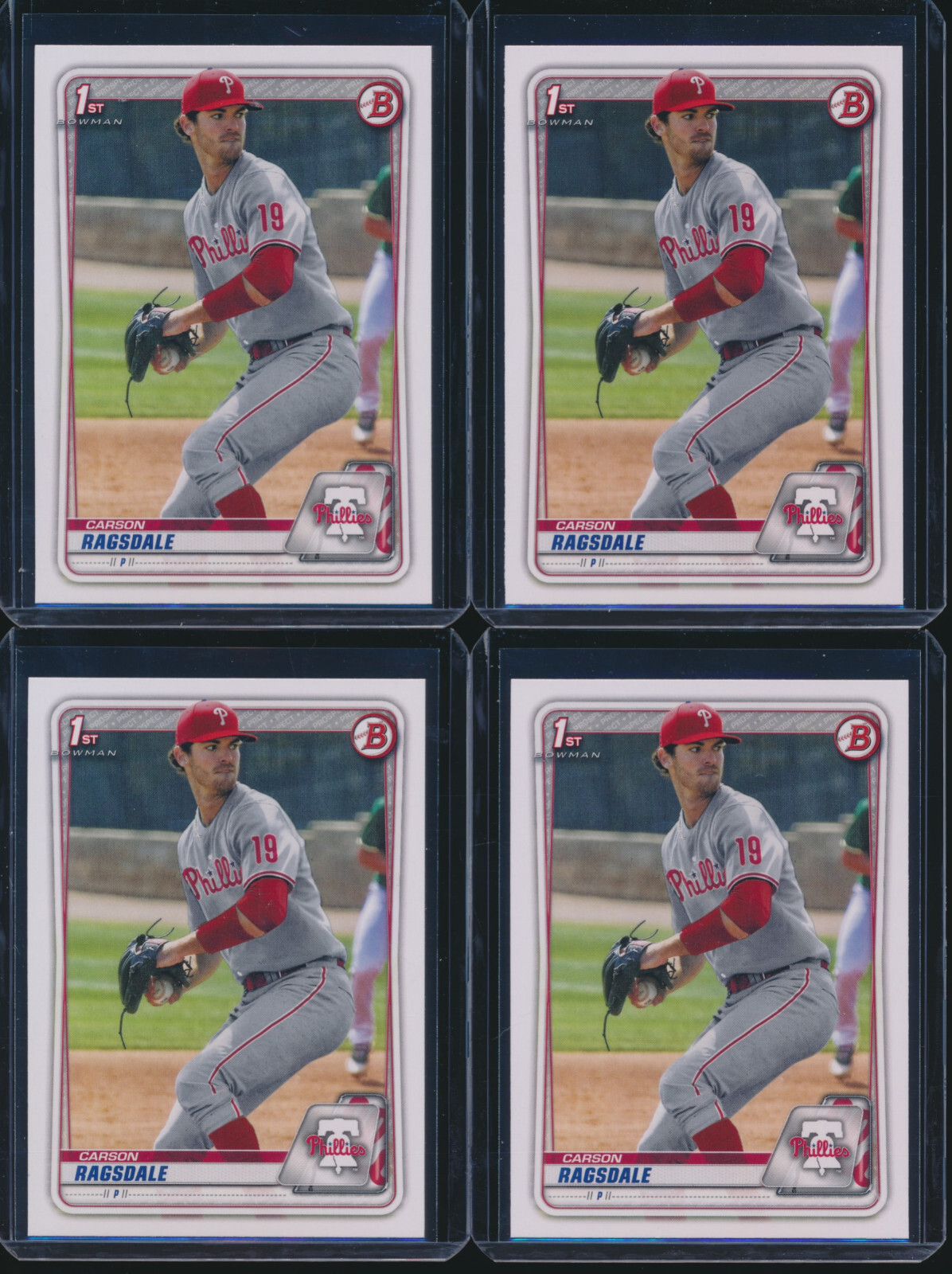 Lot of (4) CARSON RAGSDALE 1st 2020 Bowman Draft Paper PHILLIES Rookie