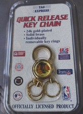 Chicago Blackhawks Tag Express Quick Release Gold Plated Keychain NHL Hockey