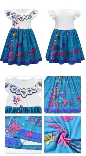 Princess Encanto Mirabel Costume Dress Girls Cosplay FREE Bag - Size 3-9 years - Picture 6 of 6