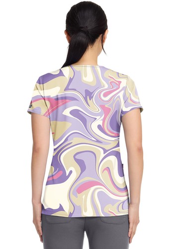 Sporty Marble Med Couture Print Scrub V Neck Top MC8564 SPMB - Picture 3 of 7