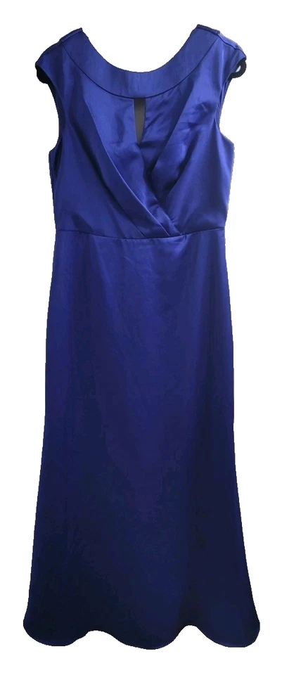 Maxi Vestido Theia Zaria Capucha Espalda Satén Talla 10 Negro Corbata Vestido de Gala Azul Diseñador Foto 2 de 4