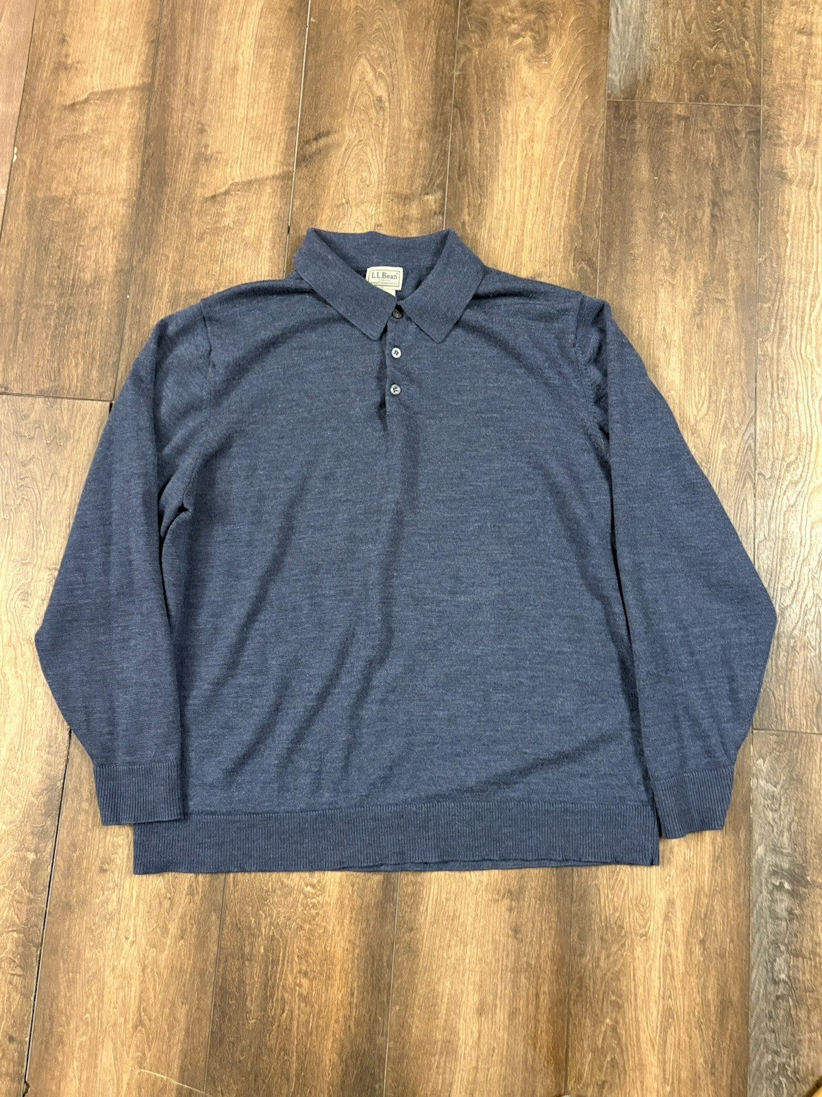 LL Bean Button Collared 100% Wool Pullover Sweate… - image 1