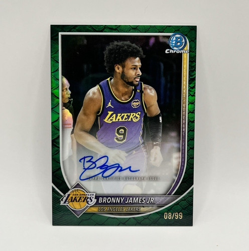 Topps Bowman 2025-26 Bronny James Jr. Chrome Auto Green #BCA-BR /99 Lakers
