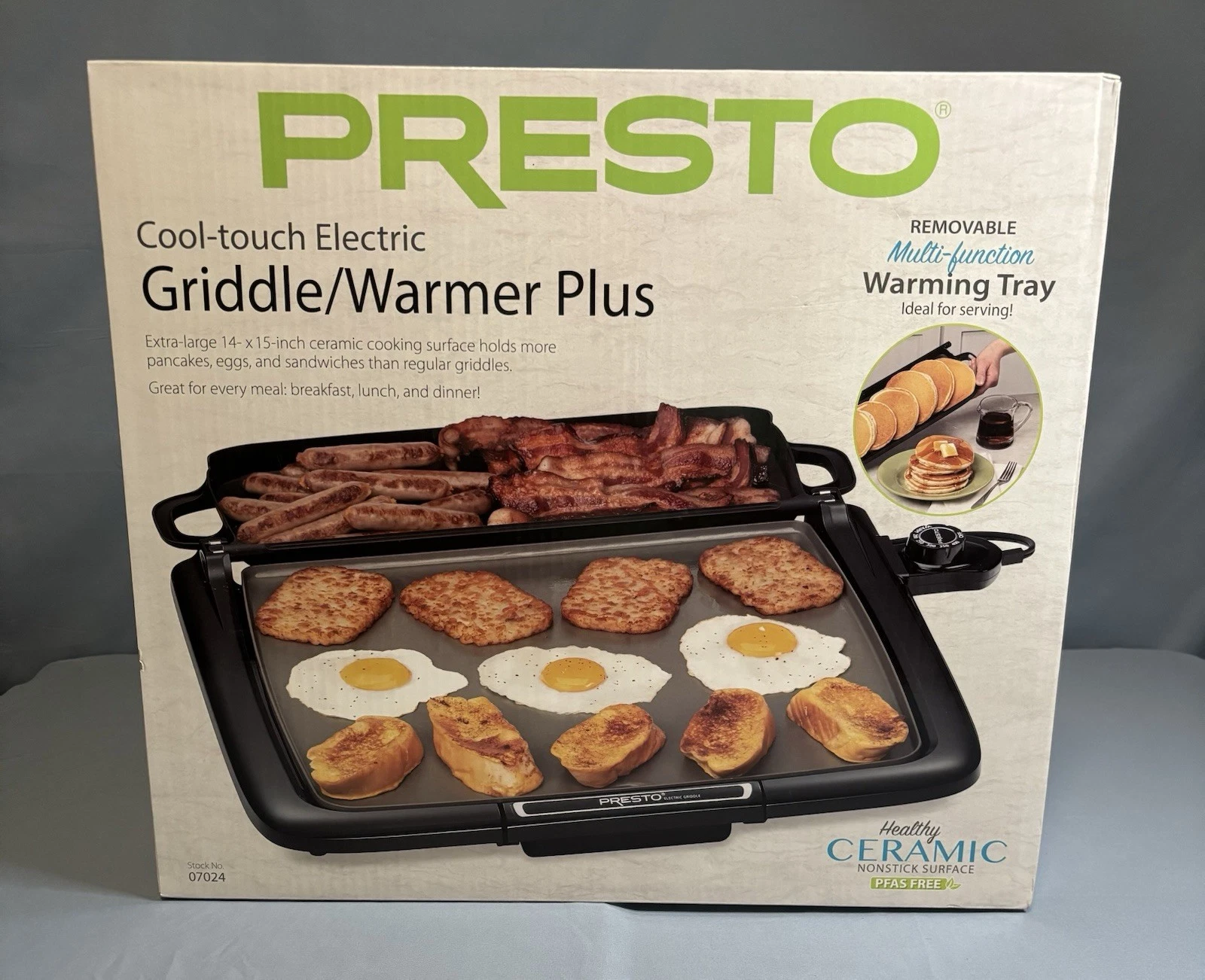 Presto 07024 Electric Griddle New Warmer Plus Black M Sealed Box Ceramic
