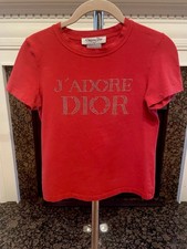 DIOR J'adore Dior Rhinestone Crystal Logo Red Top Women s Size Medium/USA 8