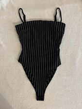 Tiger Mist Black Pinstripe Bodysuit Size M St...