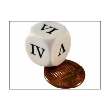 Koplow Dice d6 Roman Numeral I-VI White w/Black (10) New