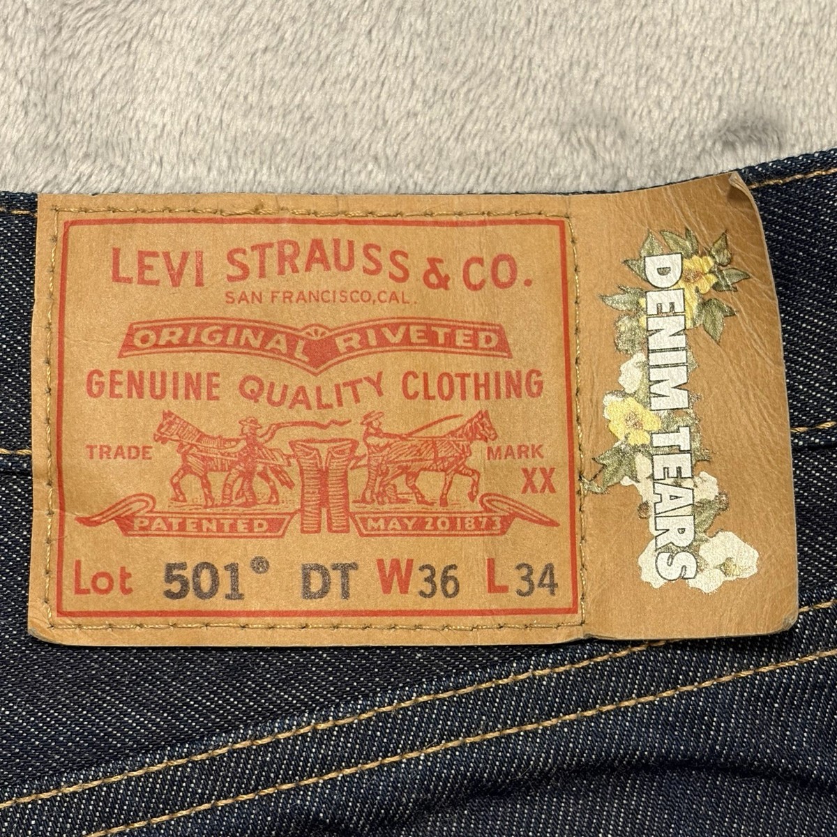 Denim Tears X Levi's Jeans Selvedge Denim Fits Mens Size 36x31