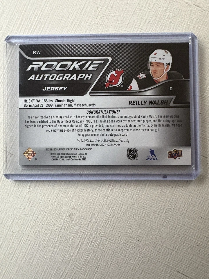 2022-2023 SPx Reilly Walsh Rookie Autograph Jersey /375 Devils - Image 2 of 2