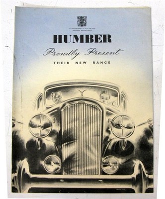 HUMBER Range Car Sales Brochure c1946 New Hawk Snipe Super-Snipe Pullman