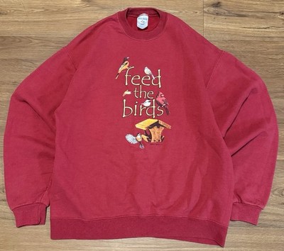 Feed The Birds Sweatshirt JerZees Unisex Cotton Blend Dark Red (Medium)