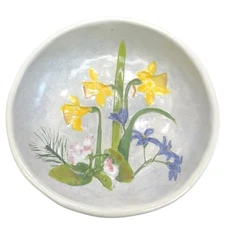 Vintage Salt Marsh Pottery Handmade Clay Floral Bowl Wall Décor