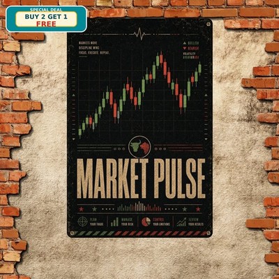 Trader Life Financial Candlestick Chart Red Green Stock Market Metal Sign