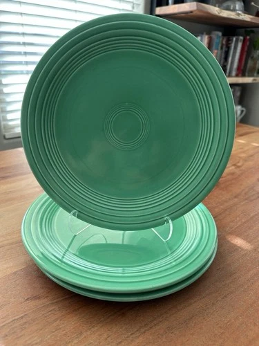 Vintage Fiestaware 9.5 Luncheon Plate Original Green Homer Laughlin Set Of 3