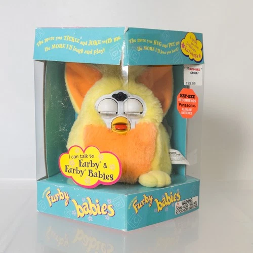 Tiger Electronics - Yellow & Orange (Blue Eyes) FURBY BABIES *NM BOX*