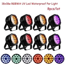 8pcs 18x18W RGBWA UV 6in1 Led Waterproof Par Light DJ Stage Lights for wedding