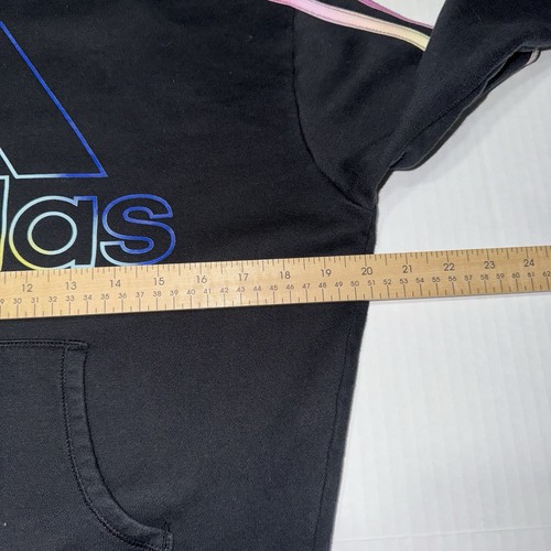 Adidas Girls Hoodie Black Rainbow Logo Pullover Youth Size 14 Large - Picture 7 of 9