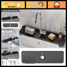 Silicone Faucet Mat 24x5 Inch - Durable Splash Guard Draining Protector Tray f