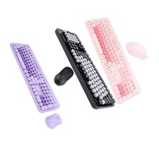 Wireless Retro Typewriter Keyboard 104-Key Colorful Round Keycaps thumbnail