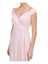 ELIZA J Womens Pink Side-drape Cap Sleeve Full-Length Formal Gown Dress 0