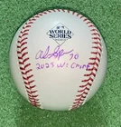 Alex Speas SIGNED 2023 World Series Baseball Texas Rangers Inscribed WS CHAMPS