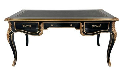 PALAZZO INT Französischer Bureau-Plat Schreibtisch Barock Mahagoni massiv Bürotisch Antik