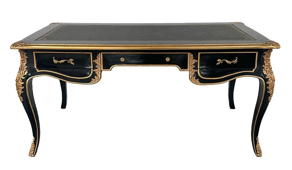 Französischer Bureau-Plat Schreibtisch Barock Mahagoni massiv Bürotisch Antik