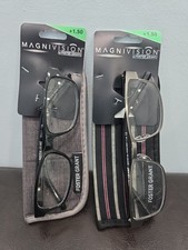 Foster Grant MAGNIVISION READING GLASSES READERS Brandon 1.50 BLK LEO GUN 2 Pc