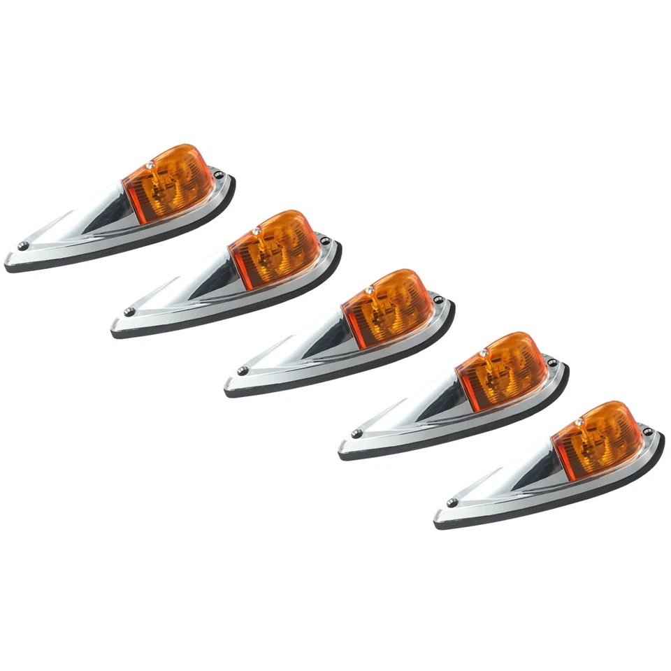 5PCS Truck Semi-Trailer Amber Cab Marker Roof Top Clearance Lights For DodgeRam - Image 2 of 4