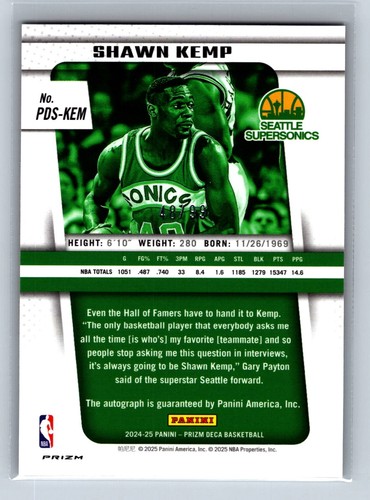 2024-25 Panini Deca Basketball Shawn Kemp Red Auto /99 - 第 2/2 張圖片