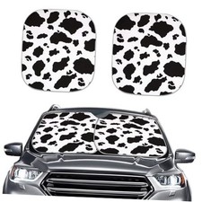 2 Piece Car Sun Shade for Windshield Sunshades Front Window Car Sun Cow Print