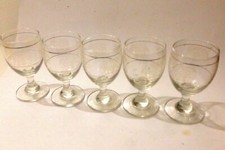 Vintage 1930's Etched & Guilded Fine Hand Blown Dessert Wine Glasses Set Of 5