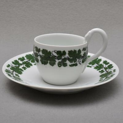 Meissen Voller grüner Weinkranz / Weinlaub Schwanenhalshenkeltasse, Pfeifferzeit