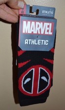 Deadpool Athletic Crew Socks Licensed Marvel Comics Sock Sz10-13 Shoe Sz 8-12