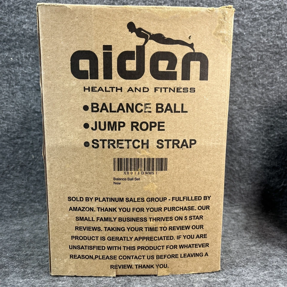 Aiden Health And Fitness Balance Ball Box Set W/ Jump Rope And Stretch Strap NOB - Image 2 of 4
