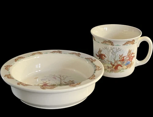 Vintage Royal Doulton Bunnykins Child's Bowl And  Mug Set England PRISTINE