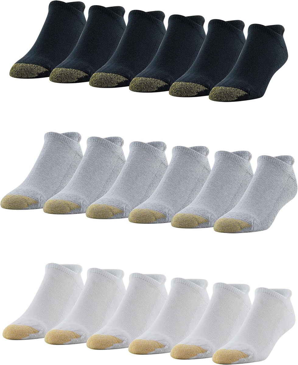GOLDTOE Men's 656HT Cotton No Show Heel Tab Athletic Socks (6