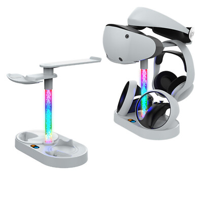 For PS5 PS VR2 All-in-one Dual Controller Charging Dock Stand Mount RGB Colorful