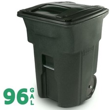 96 Gallon Black Rolling Outdoor Garbage Trash Can With Wheels And Lid