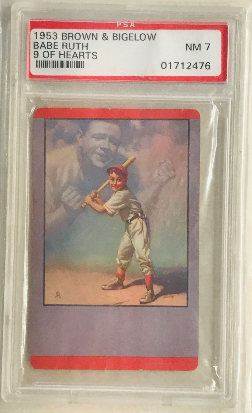 1953 Vintage Brown & Bigelow "BABE RUTH" 9 of Hearts - PSA 7 