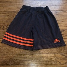 Adidas Youth Boys Mesh Shorts Gray With Orange Size 5