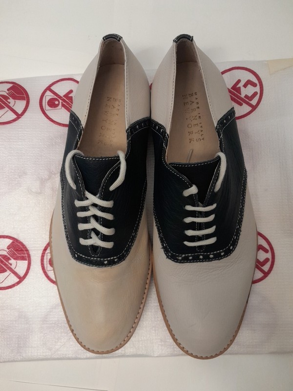 Barneys New York Mens Leather Shoes White and Blue, Made In Italy, Size EU 42