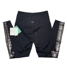 NEW Beyond Yoga Black Silver Metallic Foil Floral Leggings Women's Small