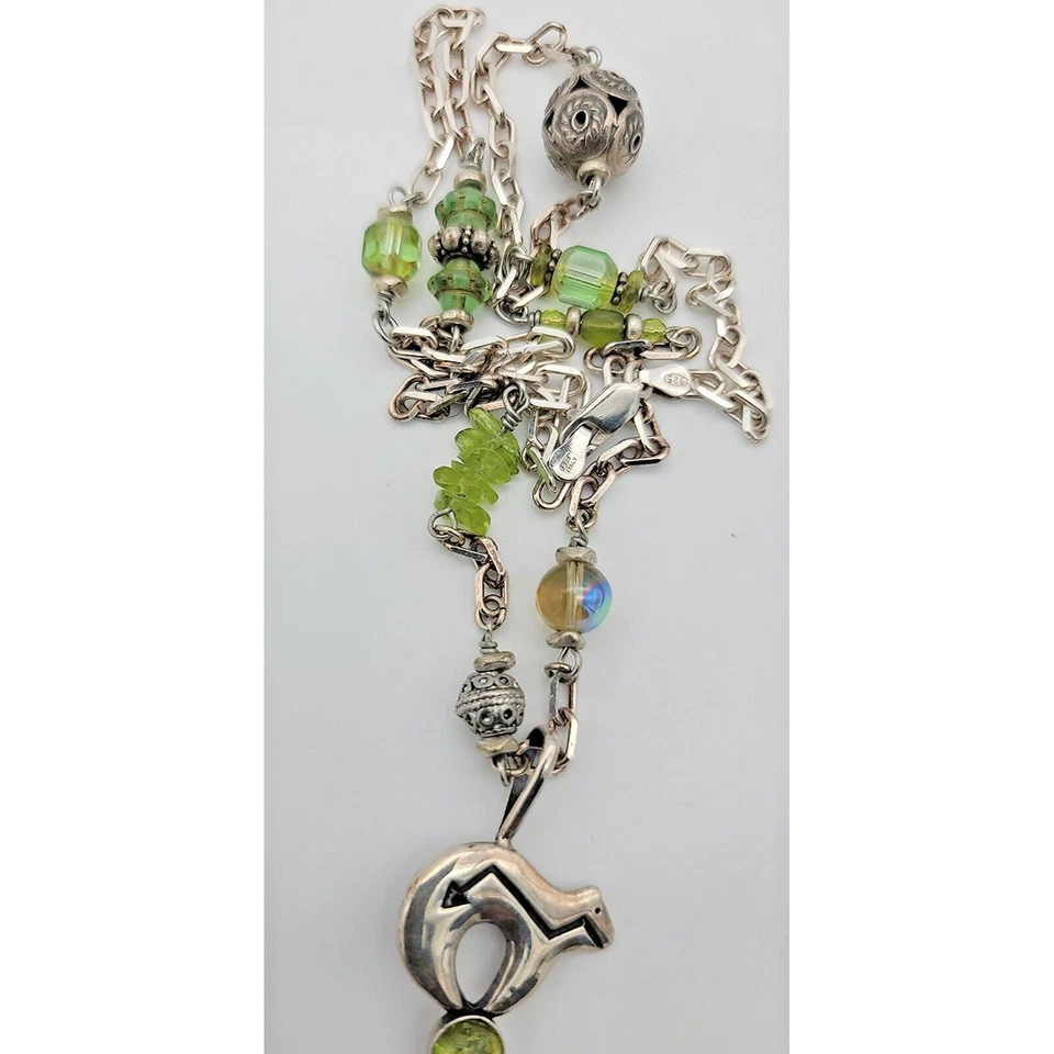 Collar colgante cadena cable esterlina peridoto 925 marca del fabricante de Italia WO0532 Foto 4 de 4