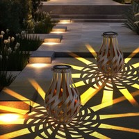 Solarleuchte Solarlaterne AußEnlampe Garten Bambusgeflecht Windlicht Led 2Er Set