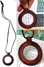 Leather Strap Necklace Magnifying Glass Magnifier Pendant Monocle 10x Magnifier