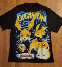 Rare Vintage 90s Digimon Anime AOP T Shirt XL