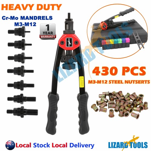 Heavy Duty 1660pcs Nutsert Tool Kit Rivnut Riveter Rivet Nut Gun M3-12 Mandrels - Picture 11 of 18