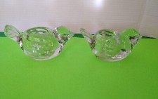 Candle Holder 2 Clear Heavy Glass Bird Votive...
