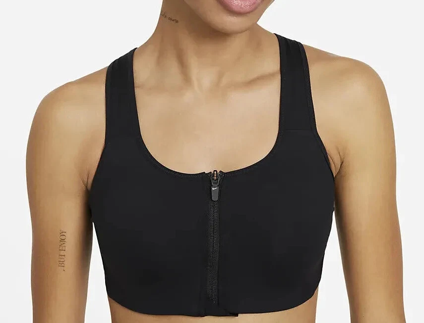 Nike Shape Women's Black Zip-Front Hi Spp Padded Sports Bra (DN4219-010)  Size S